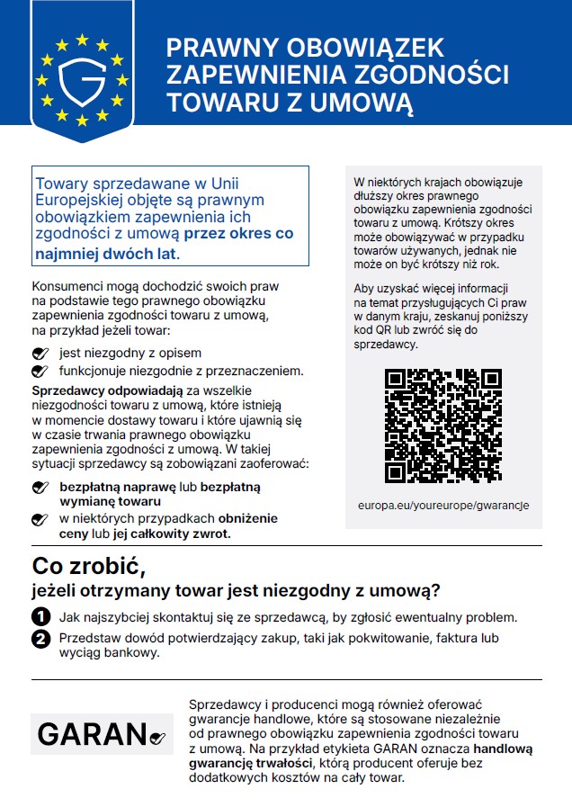 Prawny obowiązek zapewnienia zgodności towaru z umową