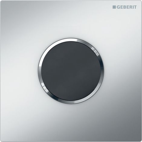 GEBERIT Elektroniczny zawór spłukujący do pisuaru, zasilanie bateryjne, Typ 10, chrom mat, easy-to-clean 116035JQ1