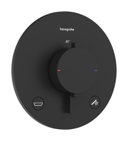 HANSGROHE Ecostat Comfort S Bateria termostatyczna do 2 odbiorników zgodna z normą EN 1717, czarny mat  33718670