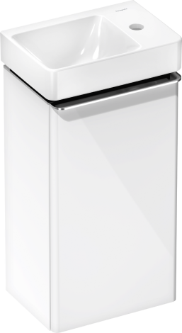 HANSGROHE Xelu Q Zestaw mała umywalka wisząca z półką po prawej stronie z szafką z drzwiami prawymi 34 x 24,5cm, biały wysoki połysk 54365000