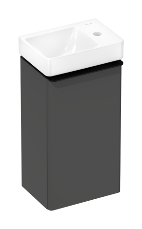 HANSGROHE Xelu Q Zestaw mała umywalka wisząca z półką po prawej stronie z szafką z drzwiami prawymi 34 x 24,5cm, szary diament matowy 54366670
