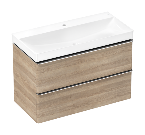 HANSGROHE Xelu Q Zestaw umywalka wisząca z szafką z 2 szufladami 98 x 47,5cm naturalny dąb 54385000