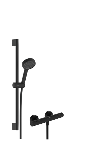 HANSGROHE Activera Select S System prysznicowy 95 2jet EcoSmart z drążkiem 65 cm i termostatem Ecostat Fine, natynkowy czarny mat 28876670