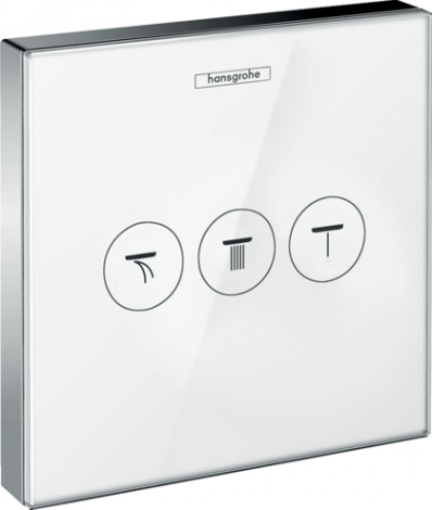 HANSGROHE ShowerSelect Glass Zawór odcinający do 3 odbiorników biały/chrom 15736400