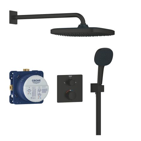 GROHE-Precision Thermostat Podtynkowy zestaw prysznicowy z deszczownicą Vitalio Comfort 250 czarny mat 348822430