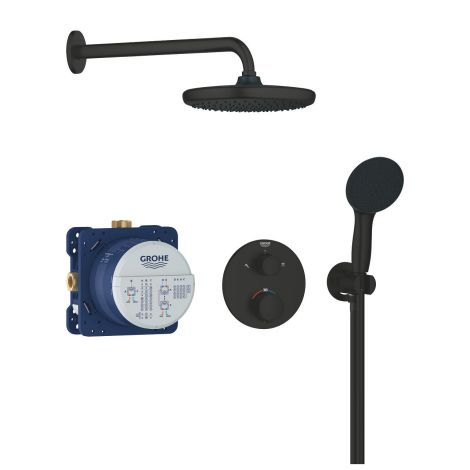 GROHE-Precision Thermostat Podtynkowy zestaw prysznicowy z deszczownicą Vitalio Start 250 czarny mat 348832430