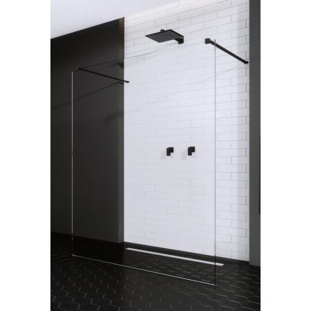 RADAWAY Modo New Black I Kabina prysznicowa Walk-In 130x200 cm, profile czarne, szkło przejrzyste z powłoką EasyClean 388134-54-01