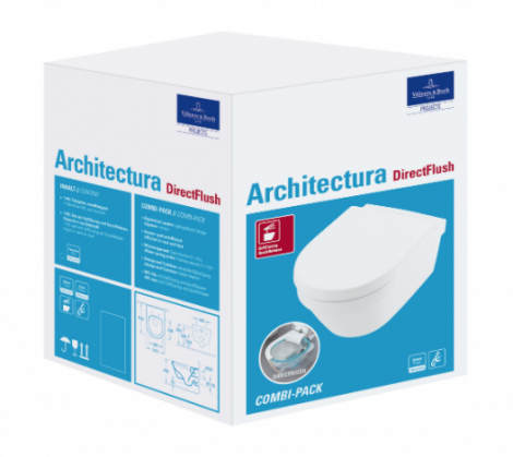 VILLEROY&BOCH Architectura Combi-Pack owalna biała z powłoką ceramicplus 4694HRR1 