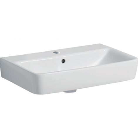 GEBERIT Selnova Compact Umywalka, 60x37 cm, z przelewem, z otworem na baterię biały połysk 501511007