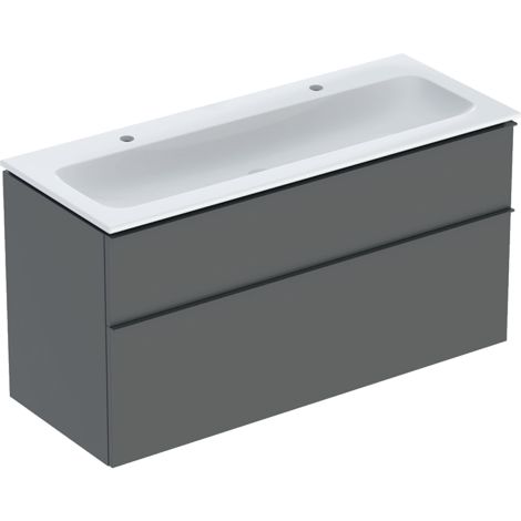 GEBERIT iCon podwójna umywalka z szafką 120cm, lawa mat umywalka biały z powłoką KeraTect 502334JK1
