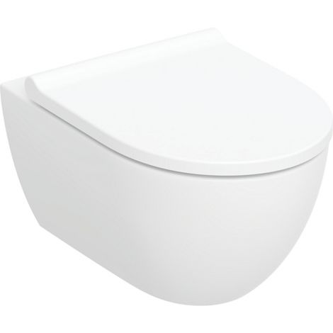 GEBERIT Acanto Zestaw wiszącej miski WC, lejowa, 36x53 cm, z deską sedesową, biały z powłoką KeraTect 502774008