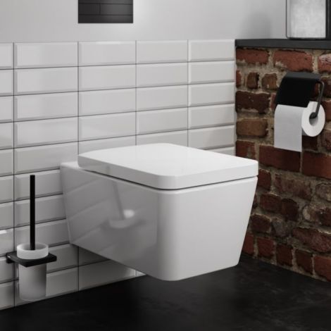HANSGROHE EluPura Q miska WC wisząca 54 x 37 cm , bez kołnierza, z deską WC biała, z HygieneEffect 61117450