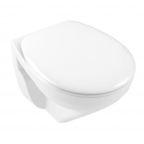 VILLEROY&BOCH  O.NOVO miska WC wisząca Compact 36 x 50 cm , bez kołnierza, z deską sedesową wolnopadającą biała 7667HR01