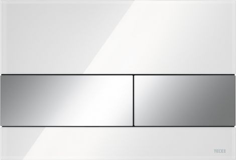 TECEsquare II Szklany przycisk spłukujący do systemu podwójnego spłukiwania szkło białe , przyciski chrom połysk 9240802