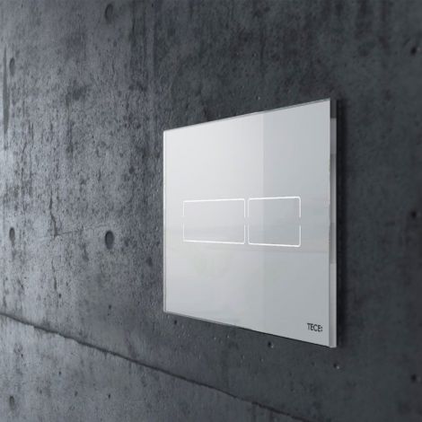 TECElux Mini przycisk spłukujący do WC z uruchamianiem elektronicznym szkło białe 9240960