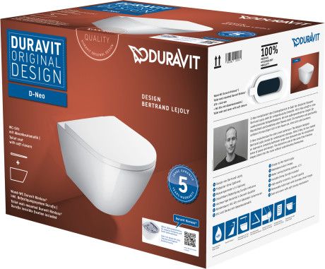 DURAVIT D-Neo Zestaw WC miska wisząca Rimless z deską wolnoopadającą, biały 45770900A1