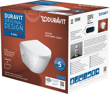 DURAVIT D-Neo Zestaw WC miska wisząca Compact Rimless z deską wolnoopadającą biały 45870900A1