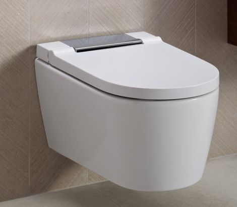 Geberit AquaClean Sela toaleta myjąca wisząca z deską, biały / chrom  KeraTect 146220211