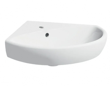 GEBERIT Selnova Umywalka kompaktowa narożna, 59x56 cm, z przelewem, z otworem na baterię biała 501050005