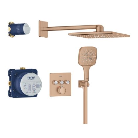 GROHE-Grohtherm Smartcontrol Zestaw prysznicowy podtynkowy z Rainshower Smartactive 310 Cube brushed warm sunset  34864DL0