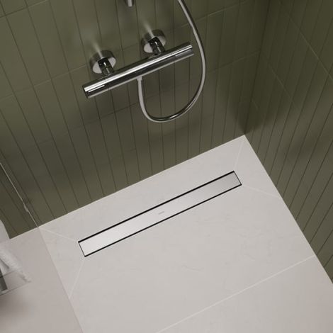 HANSGROHE RainDrain Go Kompletny odpływ liniowy 1000 mm , ruszt ozdobny/do wyłożenia płytkami, standardowy/niski stal szlachetna szczotkowana 56275800