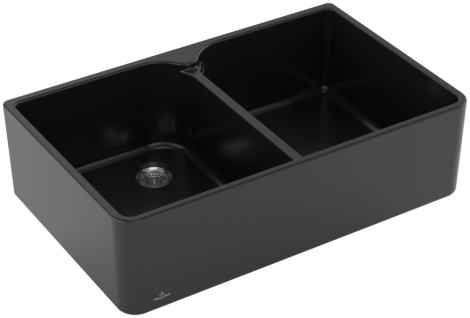  - VILLEROY&BOCH 80 X zlew ceramiczny , montaż na szafce 79,5 x 50 cm 2 komorowy kolor pure black 638001R7 - 638001R7 - Łazienki Szydłowski