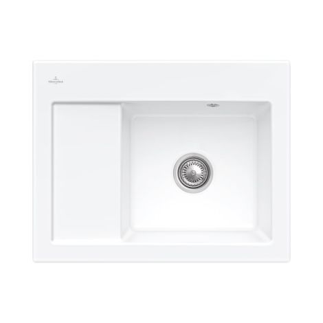 VILLEROY&BOCH 80 X zlew ceramiczny z ociekaczem komora z prawej strony 65 x 51 cm biały alpejski wysoki połysk 331301R1 331301R1 od 