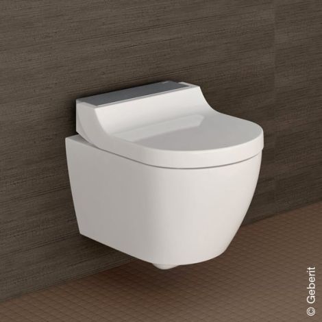 GEBERIT AquaClean Tuma Comfort toaleta myjąca wisząca  z deską WC z powłoką keratec kolor biały , Panel dekoracyjny: stal nierdzewna szczotkowana 146290FW1 146.290.FW.1 od 