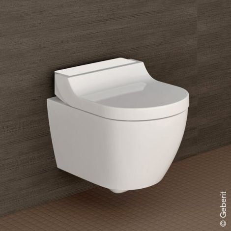 GEBERIT AquaClean Tuma Comfort toaleta myjąca wisząca  z deską WC z powłoką keratec kolor biały , Panel dekoracyjny: szkło białe 146290SI1 146.290.SI.1 od 