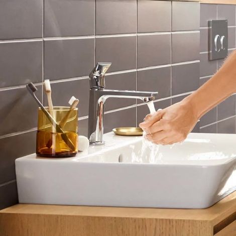  - HANSGROHE Rebris E bateria umywalkowa 110 CoolStart z EcoSmart, z zestawem odpływowym chrom 72551000 - 72551000 - Łazienki Szydłowski