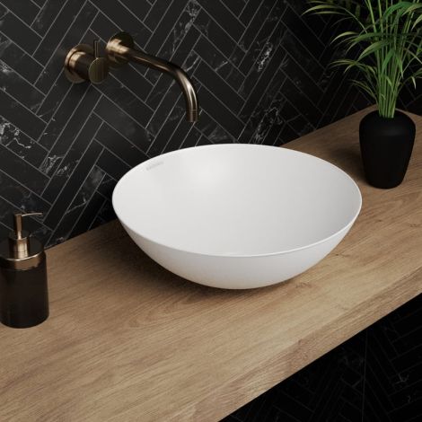  - KALDEWEI AVELLINO umywalka nablatowa,stal emaliowana średnica 45 cm biały mat  z powłoką Perl-Effekt 912206003711 - 912206003711 - Łazienki Szydłowski