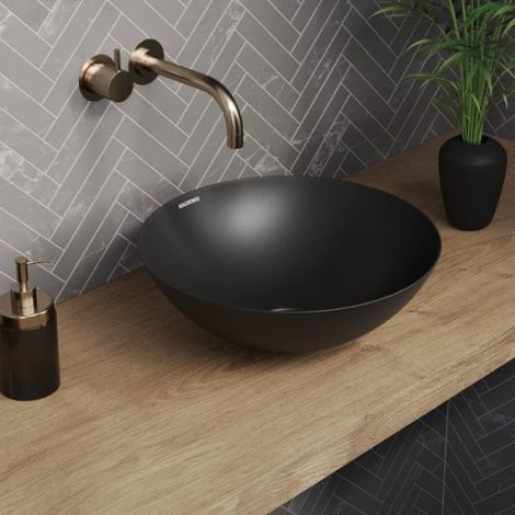  - KALDEWEI AVELLINO umywalka nablatowa,stal emaliowana średnica 45 cm czarny mat  z powłoką Perl-Effekt 912206003676 - 912206003676 - Łazienki Szydłowski