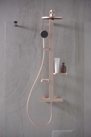  - IDEAL STANDARD Alu+ system prysznicowy natynkowy z termostatem, deszczownicą i zestawem prysznicowym kolor metaliczny róż BD583RO - BD583RO - Łazienki Szydłowski