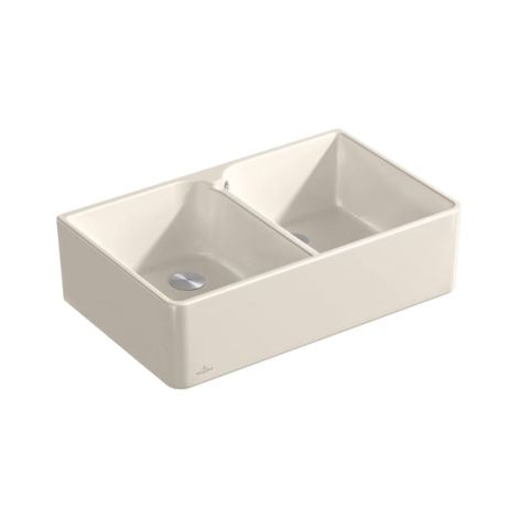 - VILLEROY&BOCH 80 X zlew ceramiczny 79,5 x 50 cm dwu komorowy kremowy połysk 638001KR - 638001KR - Łazienki Szydłowski