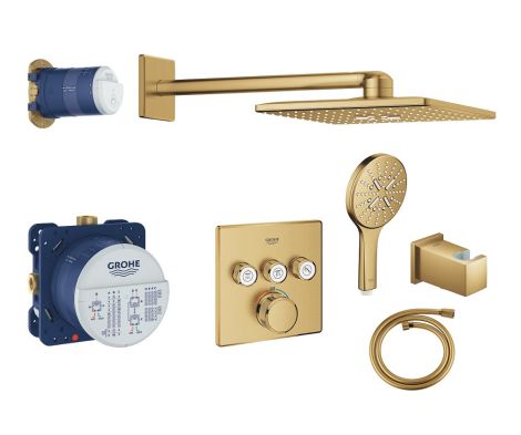  - GROHE-Grohtherm SmartControl Perfect zestaw prysznicowy z termostatem i deszczownicą kolor brushed cool sunrise  34706GN0 - 34706GN0 - Łazienki Szydłowski