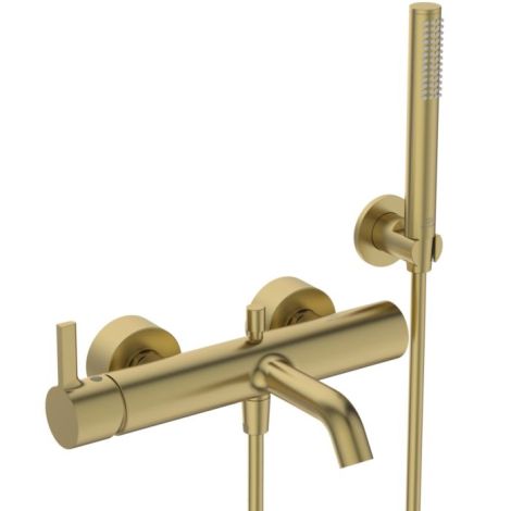  - Ideal Standard Joy bateria wannowa natynkowa z zestawem natryskowym brushed gold BC787A2 - BC787A2 - Łazienki Szydłowski