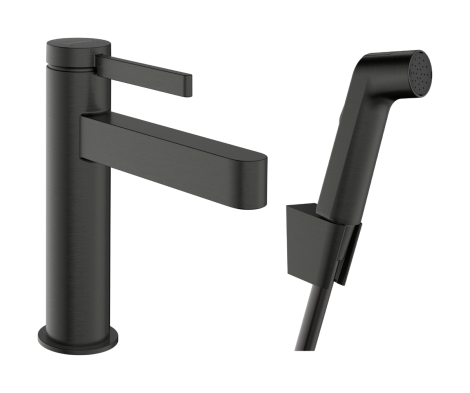  - HANSGROHE Finoris bateria umywalkowa 110 ze słuchawką Bidette i wężem 160 cm czarny chrom szczotkowany 76210340 - 76210340 - Łazienki Szydłowski
