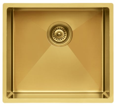 - BERG QUADROGOLD jednokomorowy zlewozmywak podblatowy 490 x 440 mm kolor złoty COLORX450 - QUADROGOLD - Łazienki Szydłowski