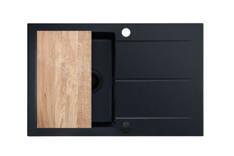  - BERG  HOBART zlewozmywak jednokomorowy z ociekaczem  780 x 500 mm kolor czarny bazalt BRQ1911BK - BRQ1911BK - Łazienki Szydłowski