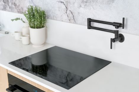  - BERG Pot Filler Pot Filler Zawór kuchenny ścienny do wody zimnej lub zmieszanej czarny mat 830135B - 830135B - Łazienki Szydłowski