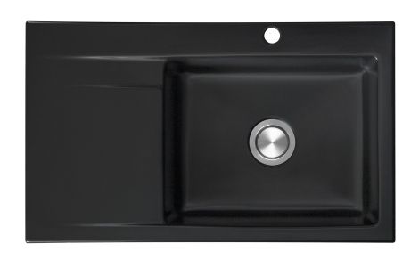 - BERG Grazia zlewozmywak ceramiczny jednokomorowy z ociekaczem 860 x 510 mm kolor czarny bazalt , komora z prawej strony BRZ19C11P - BRZ19C11P - Łazienki Szydłowski