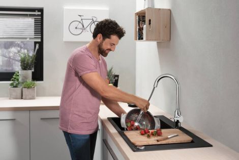 - Hansgrohe Focus M43 Jednouchwytowa bateria kuchenna 180, EcoSmart, wyciągana wylewka, 2jet chrom 71811000 - 71811000 - Łazienki Szydłowski