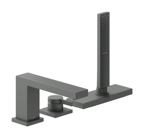- HANSGROHE Tecturis E 3-otworowa bateria na brzeg wanny, czarny chrom szczotkowany 73443340 - 73443340 - Łazienki Szydłowski