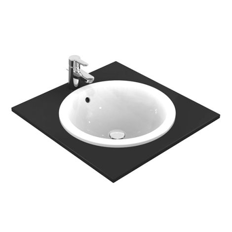  - IDEAL STANDARD CONNECT okrągła umywalka wpuszczana w blat 48cm bez otworu na baterię biała E505301 + - E505301 - Łazienki Szydłowski