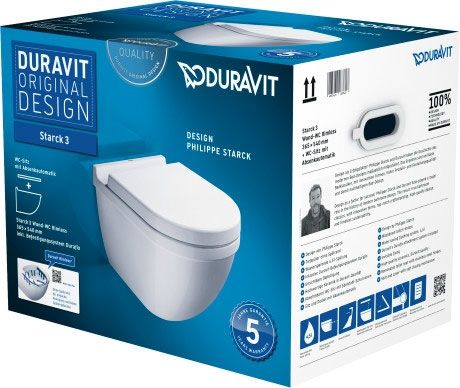 DURAVIT Starck 3 Zestaw WC z miską 36x54 cm wiszącą Duravit Rimless biały połysk 45270900A1 45270900A1 od 