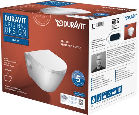  - DURAVIT D-Neo Zestaw WC z miską wiszącą 37 x 54 cm Rimless z deską wolnoopadającą, biały połysk 45780900A1 - 45780900A1 - Łazienki Szydłowski