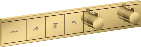 - Hansgrohe RainSelect Bateria termostatyczna do 3 odbiorników Złoty Optyczny Polerowany 15381990 - 15381990 - Łazienki Szydłowski