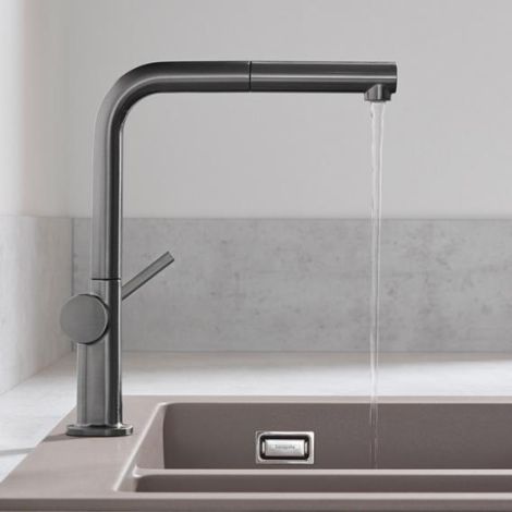 - HANSGROHE Talis M54 bateria kuchenna kolor Czarny Chrom Szczotkowany 72809340 - 72809340 - Łazienki Szydłowski