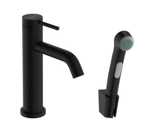 - HANSGROHE Tecturis S bateria umywalkowa z słuchawką prysznicową Bidette i wężem prysznicowym 160 cm czarny mat 73211670 - 73211670 - Łazienki Szydłowski