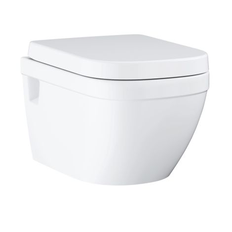  - GROHE-Euro Ceramic miska WC wisząca lejowa 54 x 37.5 cm zestaw, z deską WC biały połysk 39703000 - 39703000 - Łazienki Szydłowski